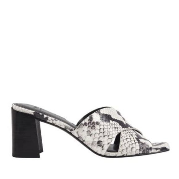 NEW Marc Fisher LTD Women Saydi Grey Snake Print Slide Block - Picture 1 of 5